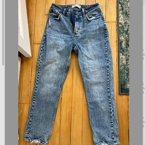 A&F Abercrombie The Mom Curve Love High Rise Acid Wash Jeans